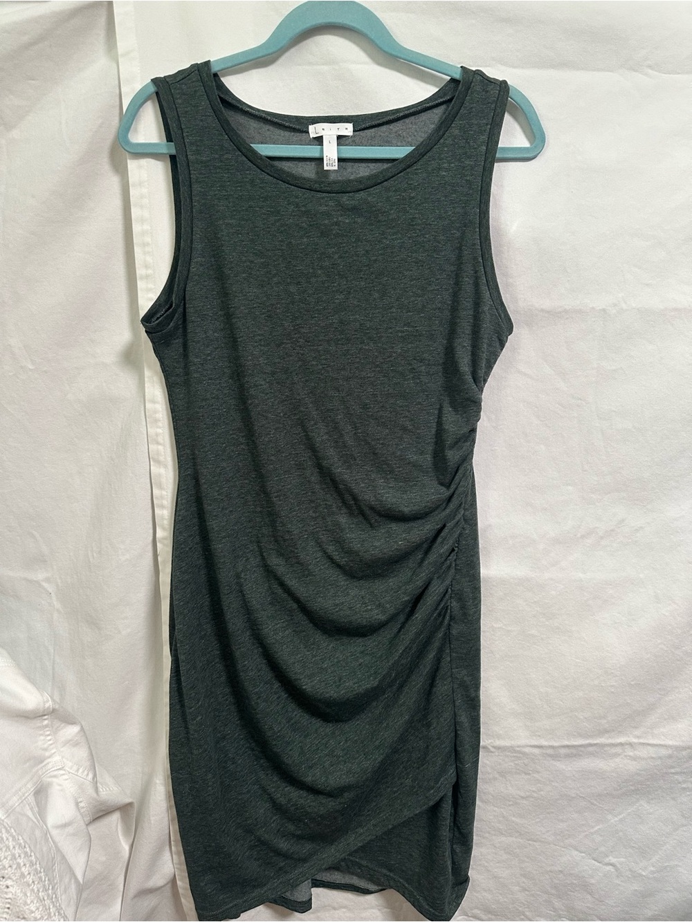 Leith Sleeveless Ruched Tank Dress - Dark Green